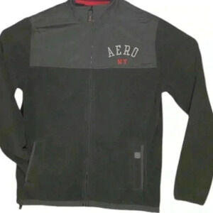 Aeropostale Jacket Adult Medium Black Full Zip Fleece Logo Casual Mens